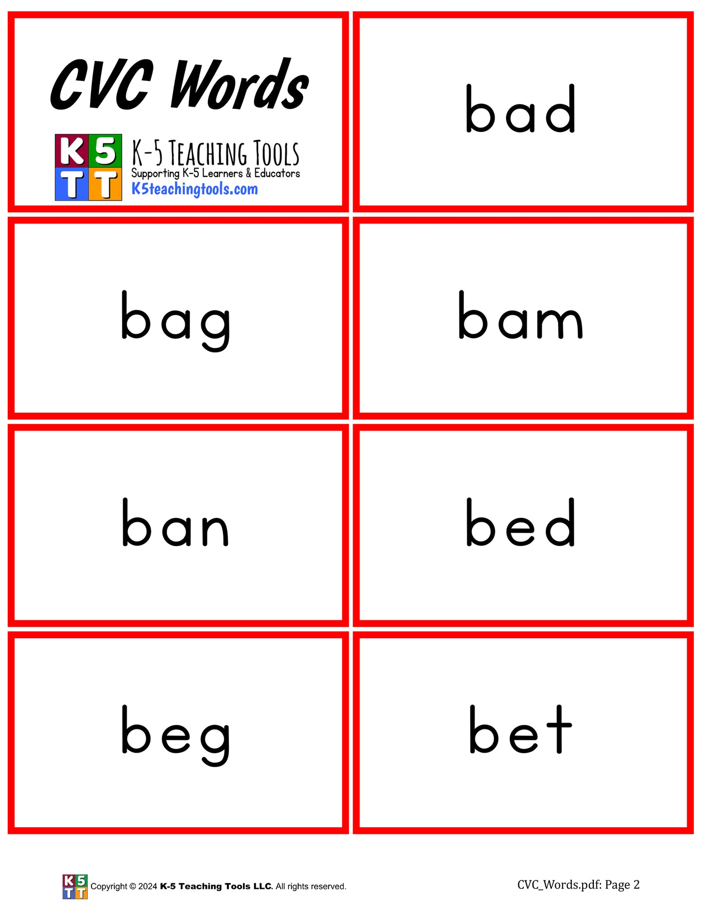 CVC Word Cards (digital file)