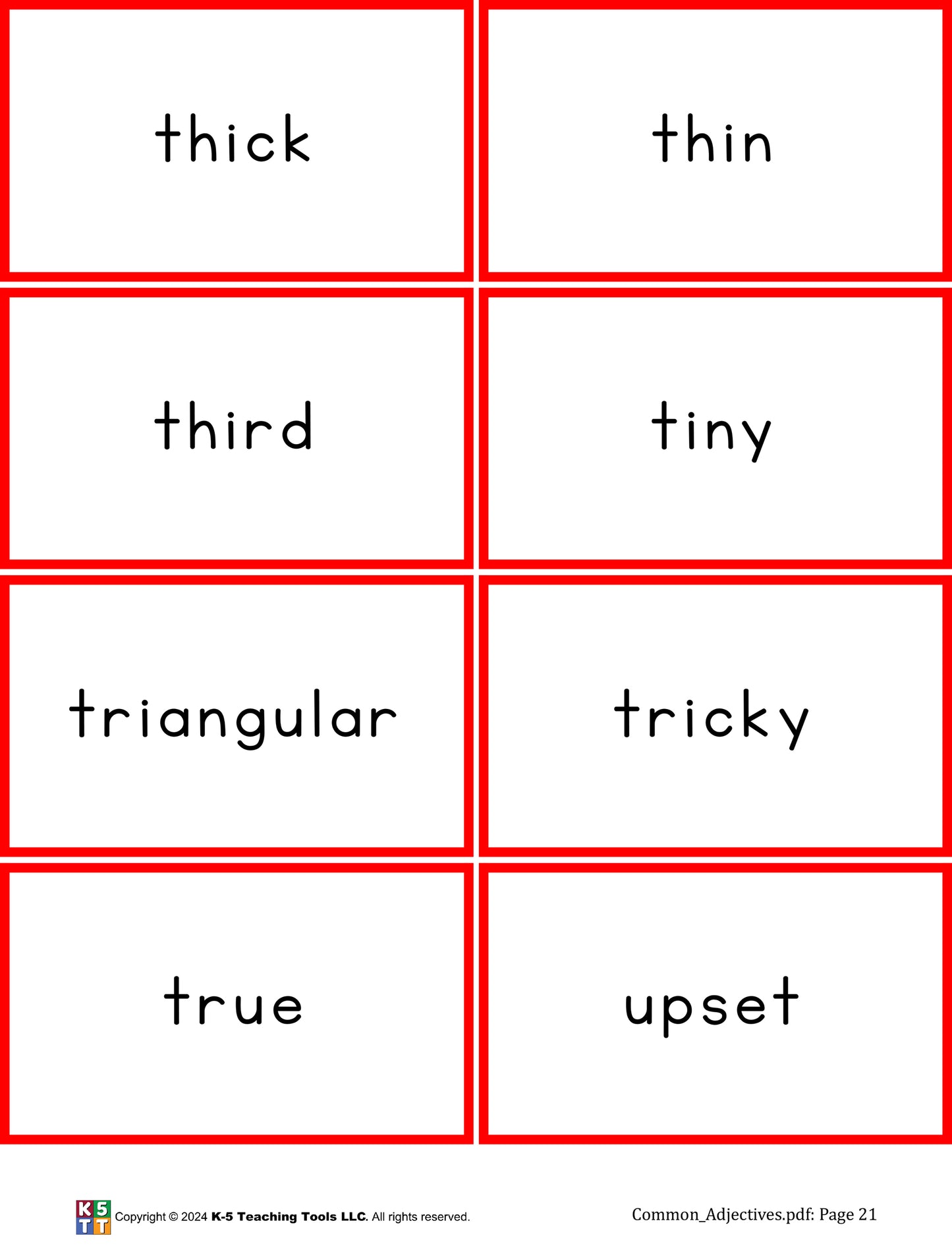 Common Adjective Cards (digital file)