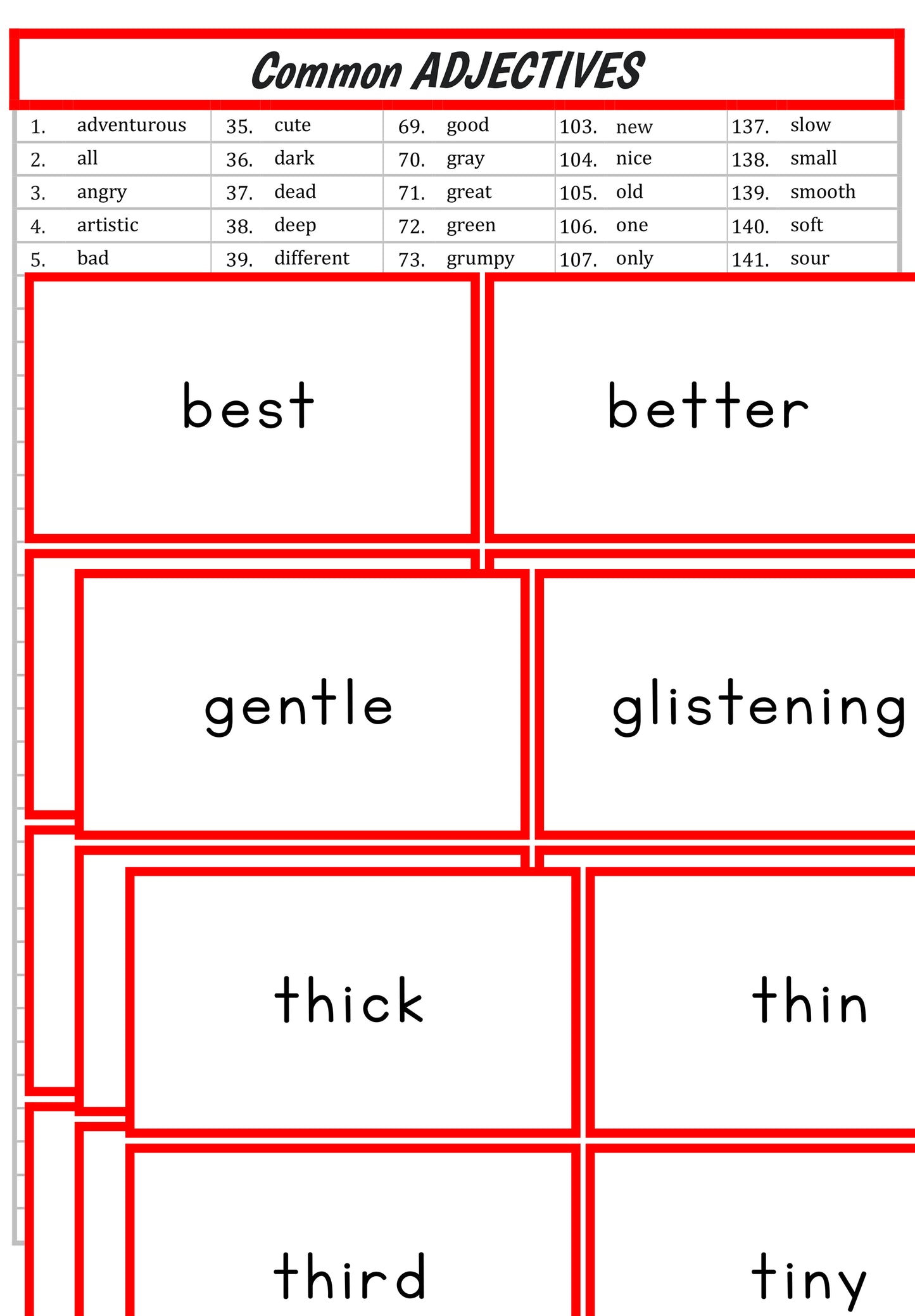 Common Adjective Cards (digital file)