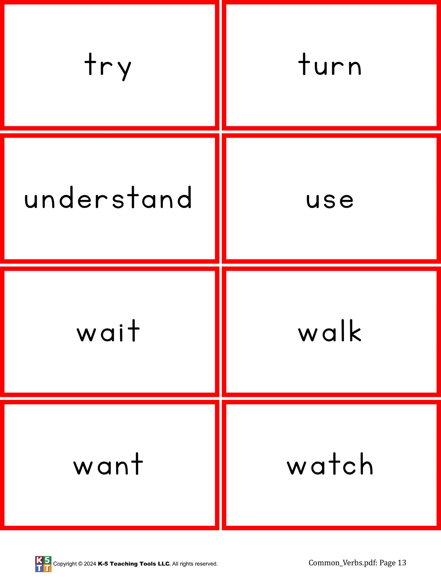 Common Verbs (digital file)