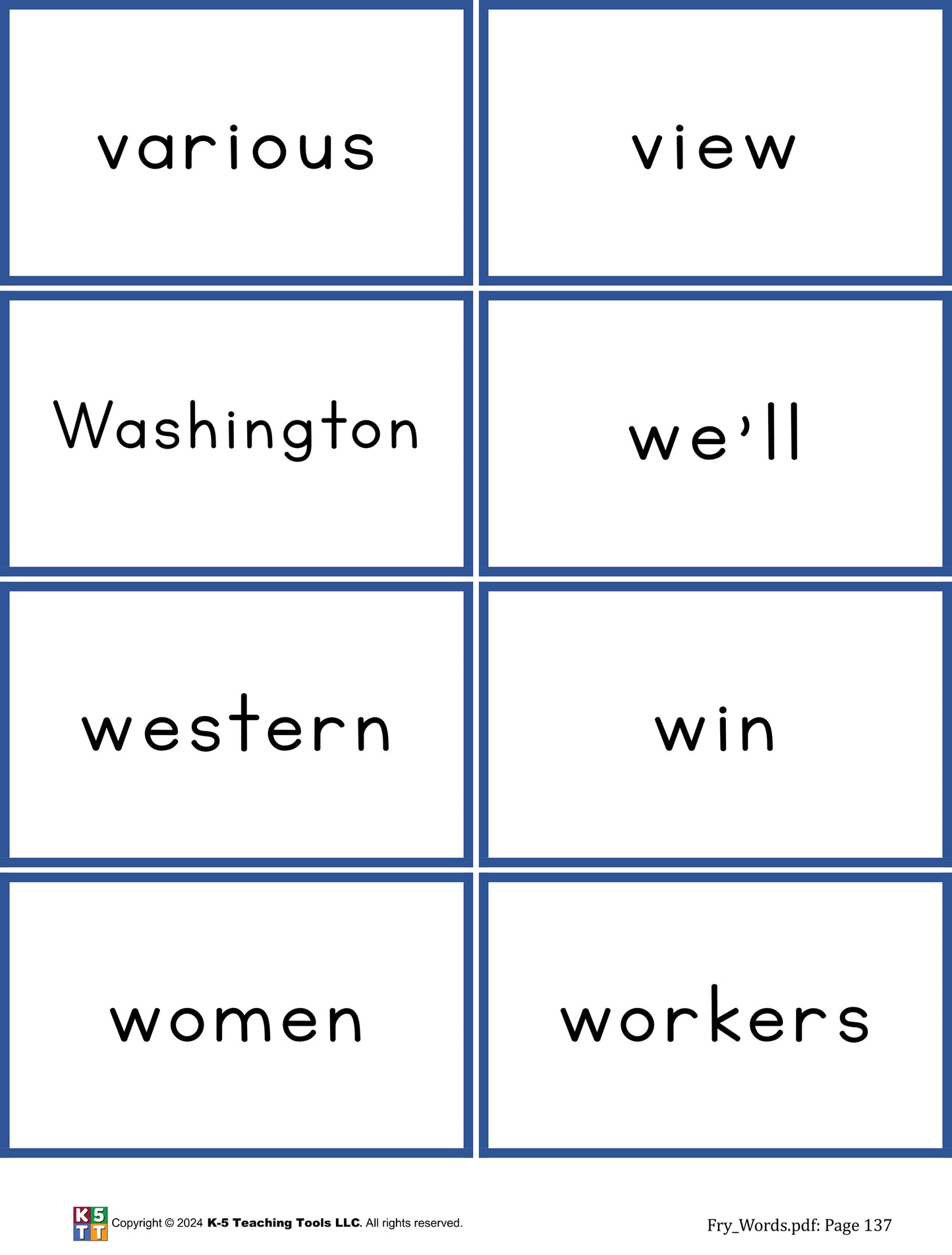 Fry Words ~ Complete List with Flashcards (printed on card stock)