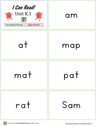 I Can Read! ~ Reading Program Word Cards (printed on card stock)