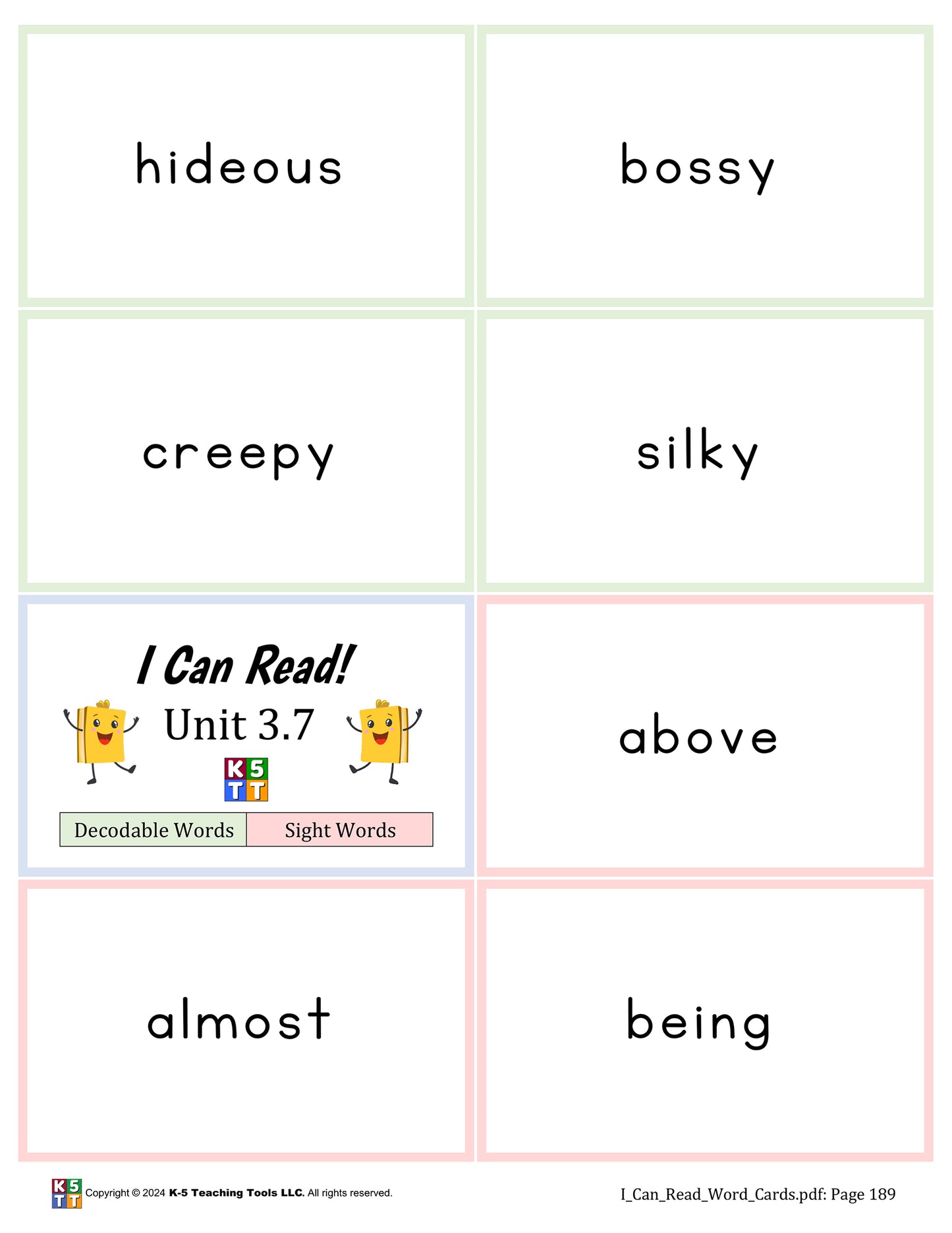 I Can Read! ~ Reading Program Flashcards (digital file)