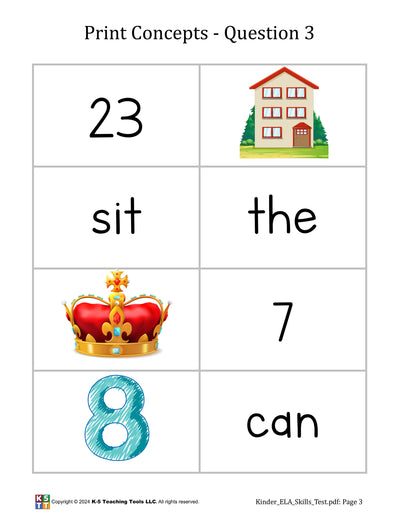 Kindergarten ELA Foundational Skills Test Booklet (digital file)